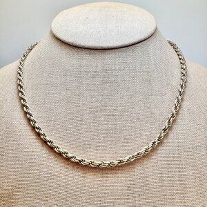VTG Sterling Silver 925 Rope Chain Necklace Lobster Clasp Size 18" Length